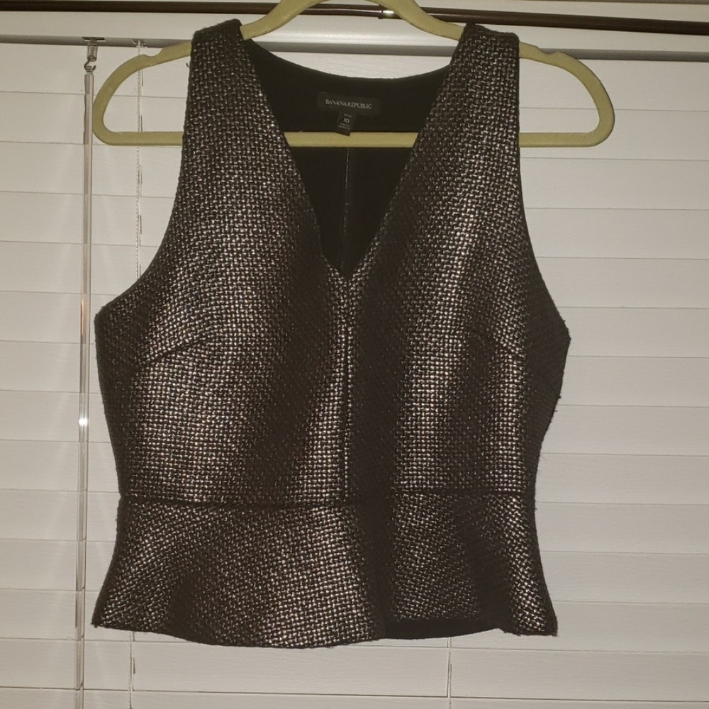 BR Sleeveless peplum 10P metallic tweed